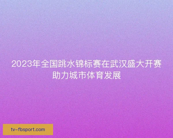 2023年全国跳水锦标赛在武汉盛大开赛助力城市体育发展