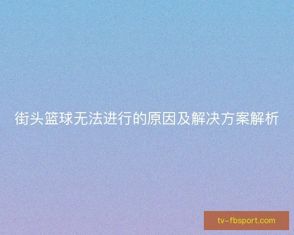 街头篮球无法进行的原因及解决方案解析