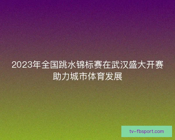 2023年全国跳水锦标赛在武汉盛大开赛助力城市体育发展
