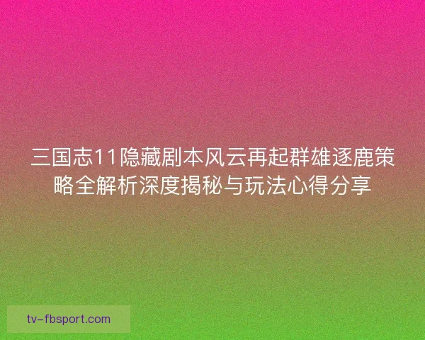 三国志11隐藏剧本风云再起群雄逐鹿策略全解析深度揭秘与玩法心得分享