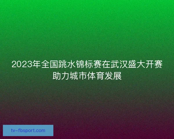 2023年全国跳水锦标赛在武汉盛大开赛助力城市体育发展 2023年全国跳水锦标赛在武汉盛大开赛助力城市体育发展