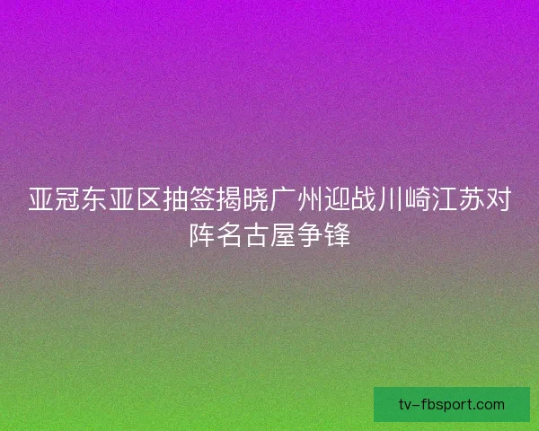 亚冠东亚区抽签揭晓广州迎战川崎江苏对阵名古屋争锋 亚冠东亚区抽签揭晓广州迎战川崎江苏对阵名古屋争锋